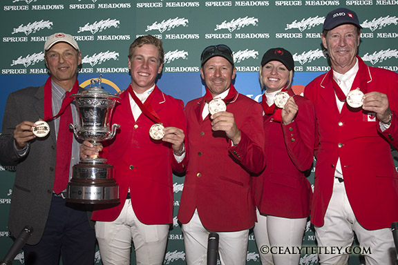The Canadian Show Jumping Team comprised of Ben Asselin, Tiffany Foster, Eric Lamaze and Ian Millar clinched victory in the $300,000 BMO Nations' Cup
