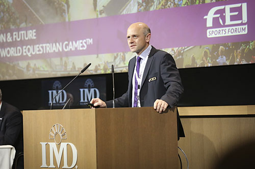 Tim Hadaway, FEI Director of Games and Championships, addressing the FEI Sports Forum 2015